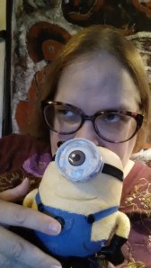 Hatching an evil plot with the help of my minion.