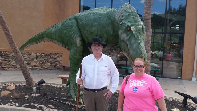 Do you have any idea how hard it is to look like a professional author when there's a huge dinosaur breathing down your neck? I had a FANTASTIC time with Matt at the Dinosaur Resource Center!
